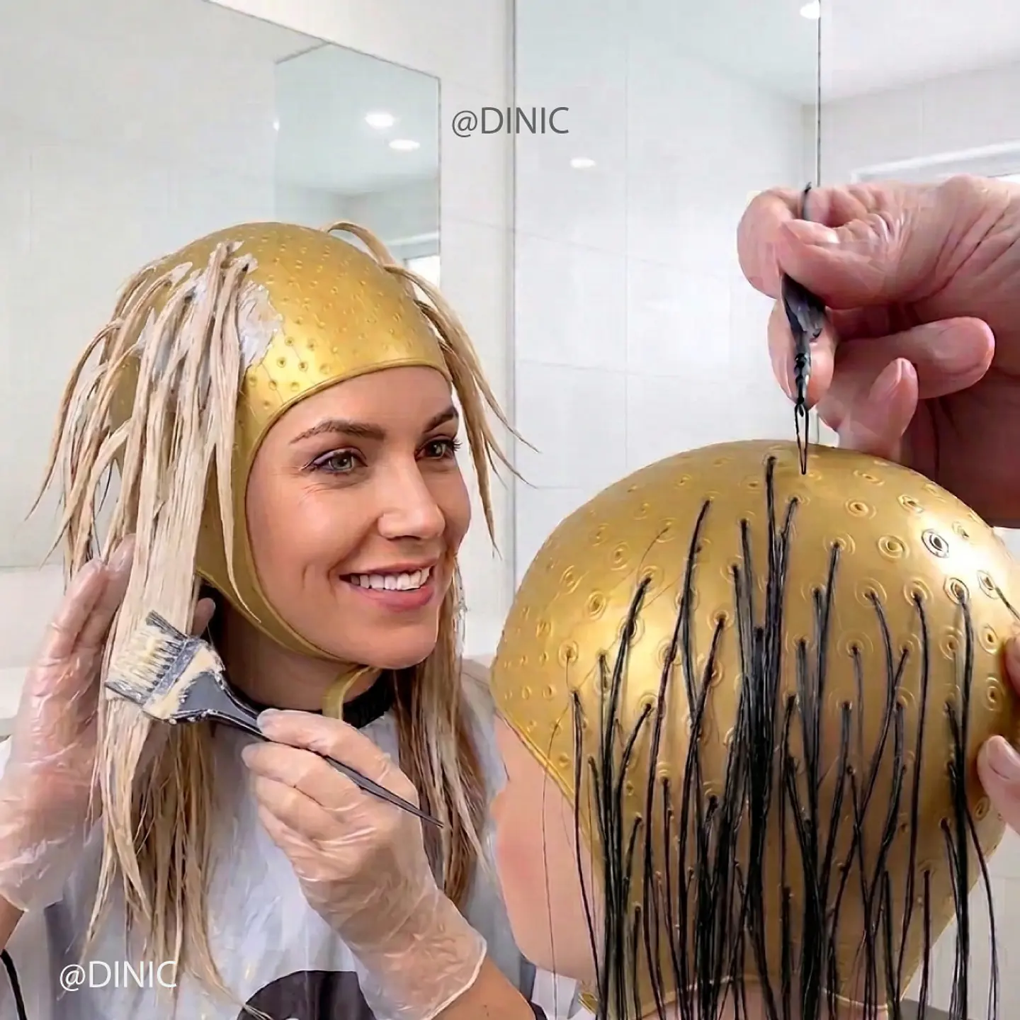 Gorro de silicona para mechas Atenas dorado 2