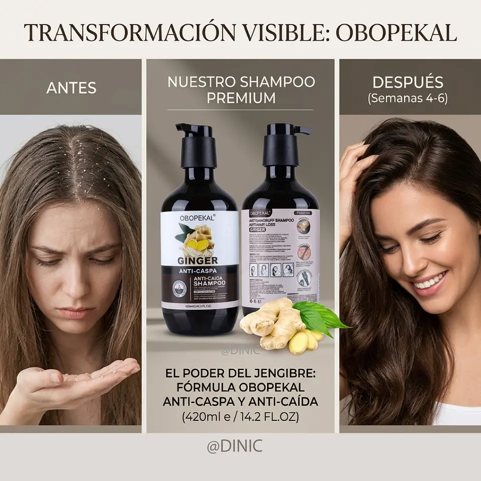 Shampoo GINGER ANTI CASPA Y ANTI CAIDA OBOPEKAL de 500ml  2