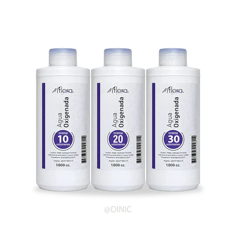 Agua Oxigenada Mflora de 1 Litro de Volumen 10, 20 y 30