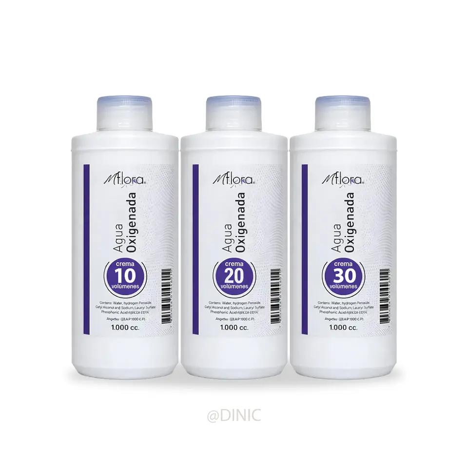 Agua Oxigenada Mflora de 1 Litro de Volumen 10, 20 y 30 1