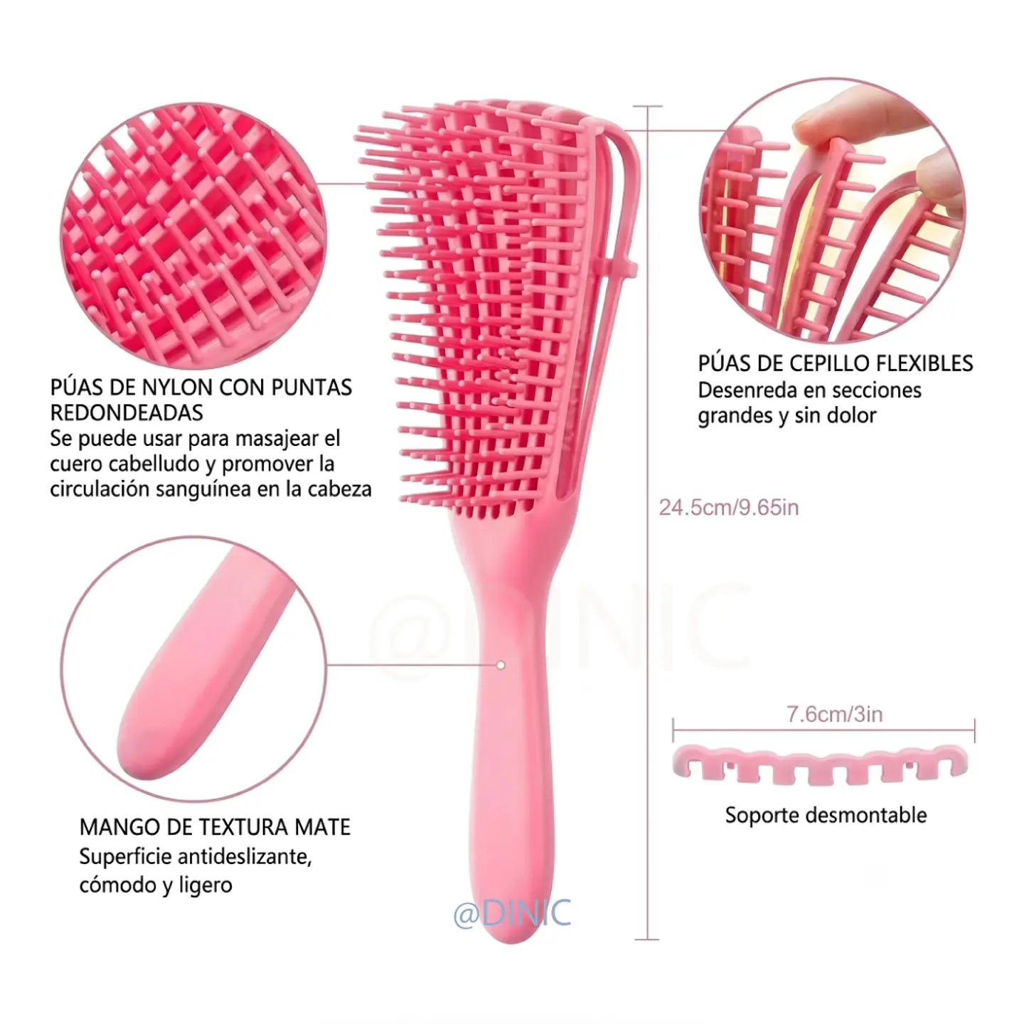Cepillo Desenredante Antifrizz Para Cabellos Crespos Y Lisos 3