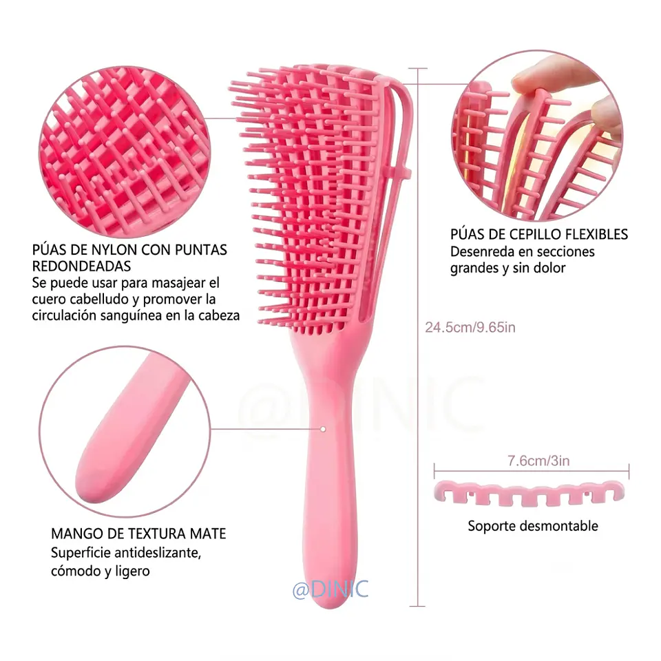 Cepillo Desenredante Antifrizz Para Cabellos Crespos Y Lisos 3
