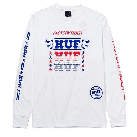 FACTORY RIDER LONG SLEEVE T-SHIRT WHITE