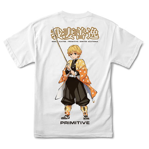 Primitive x Demon Slayer Zenitsu Agatsuma Tee White