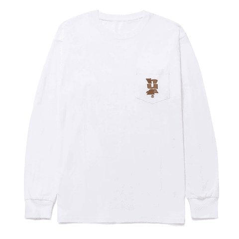 MEGABLAST EMBROIDERED LONG SLEEVE POCKET T-SHIRT WHITE