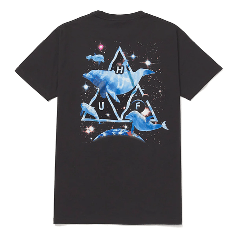 SPACE DOLPHINS WASHED T-SHIRT BLACK