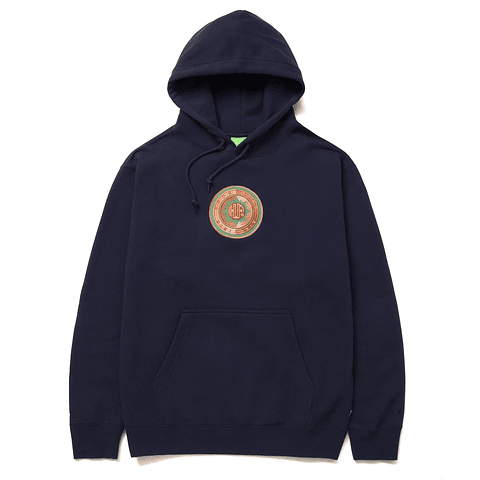 SUN GOD EMBROIDERED PULLOVER HOODIE NAVY