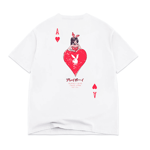 Color Bars x Play Boy Ace of Hearts Distressed Tee White