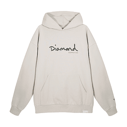DIAMOND HOODIE - OG SCRIPT LOGO - IVORY BLACK LOGO