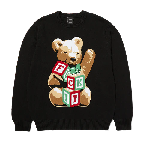 Gift Bear Intarsia Sweater Black