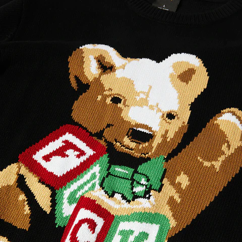 Gift Bear Intarsia Sweater Black