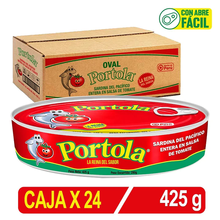 OVAL Portola Sardina del pacifico en Salsa de Tomate 425GR x 24UNI 1
