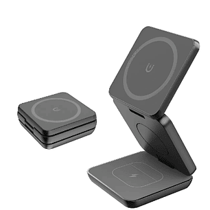 Cargador Inalámbrico Plegable Magnético 3 en 1 UltraRápido MagSafe Qi2 – Para iPhone, Apple Watch y AirPods