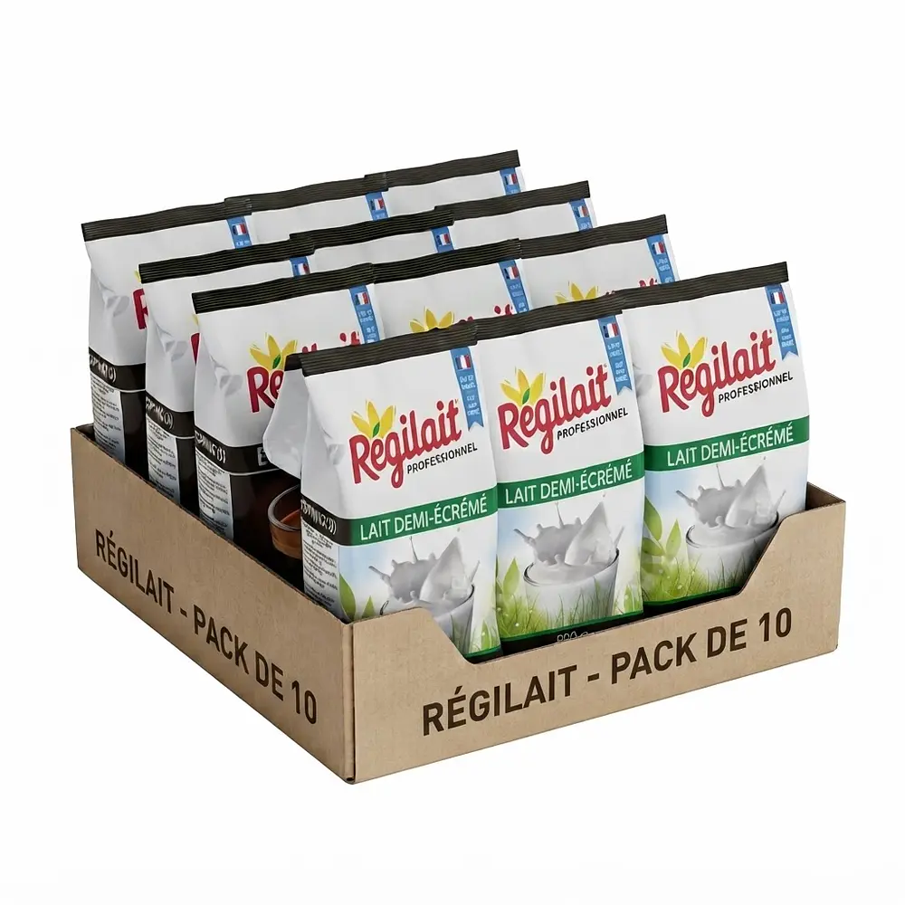 Caja Leche Regilait Écrémé, ( 10 Unidades de 500g)