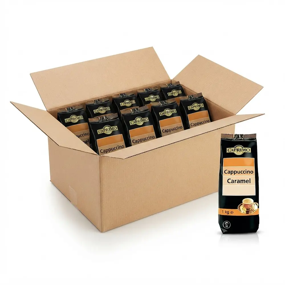 Caja Café Cappuccino Caprimo Caramelo, ( 10 Unidades de 1Kg)