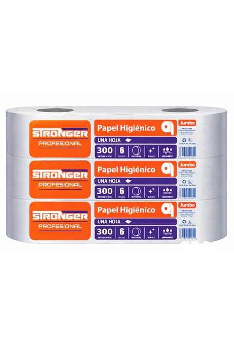 Papel higiénico STRONGER una hoja 6x300 metros