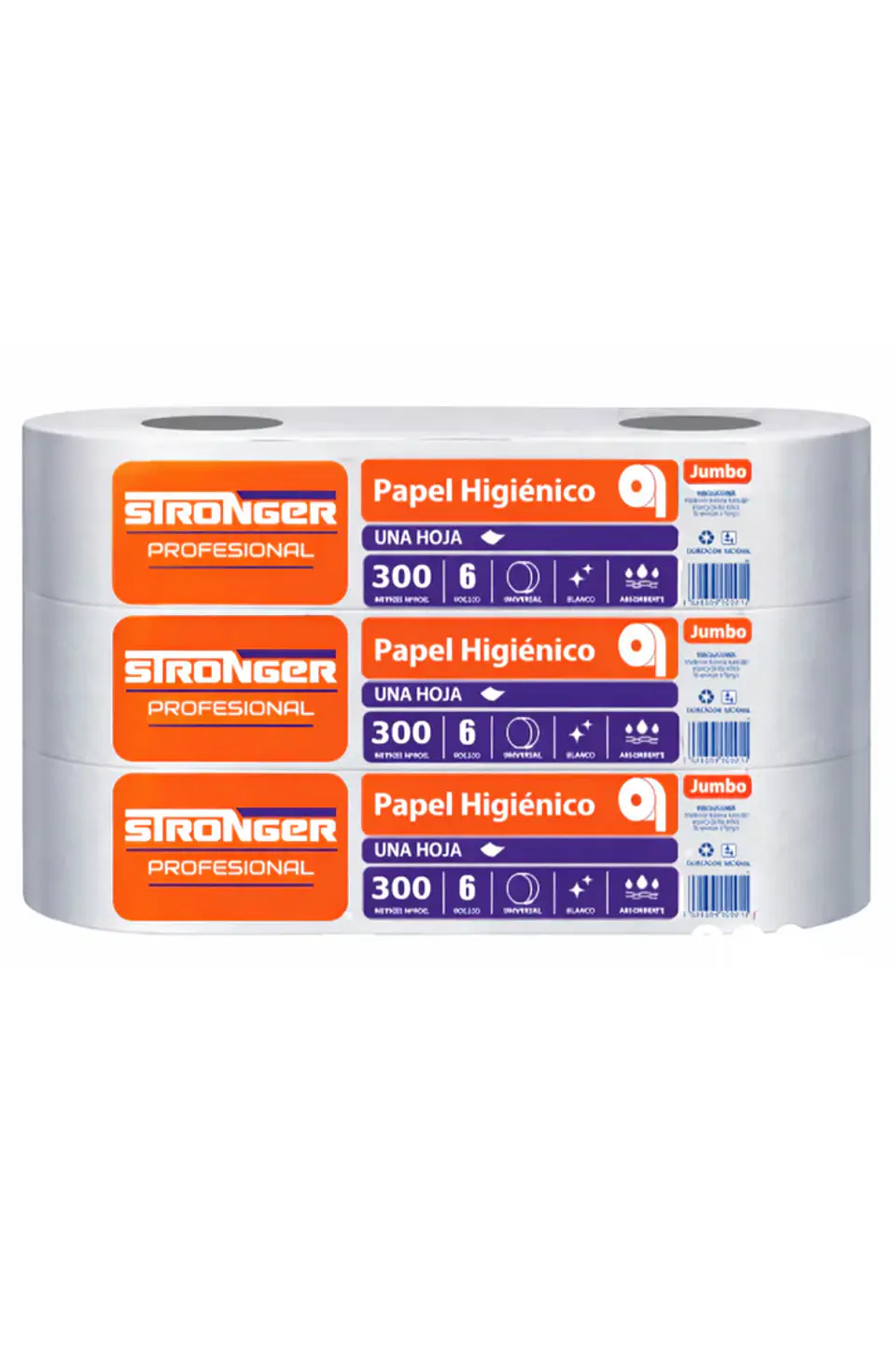 Papel higiénico STRONGER una hoja 6x300 metros 1