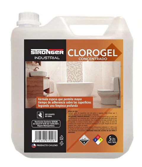 Cloro gel induatrial STRONGER concentrado 5L