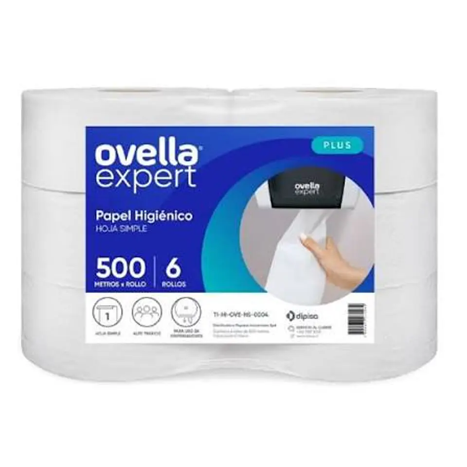 Papel higiénico OVELLA EXPERT hoja simple 6x500 metros 1
