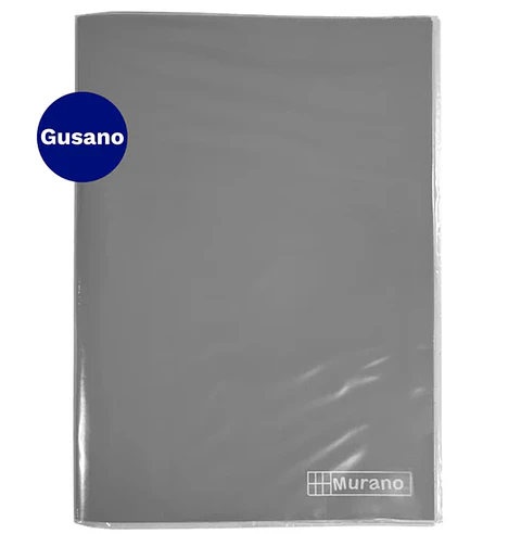 CARPETA PLASTIFICADA CON GUSANO OFICIO GRIS MURANO