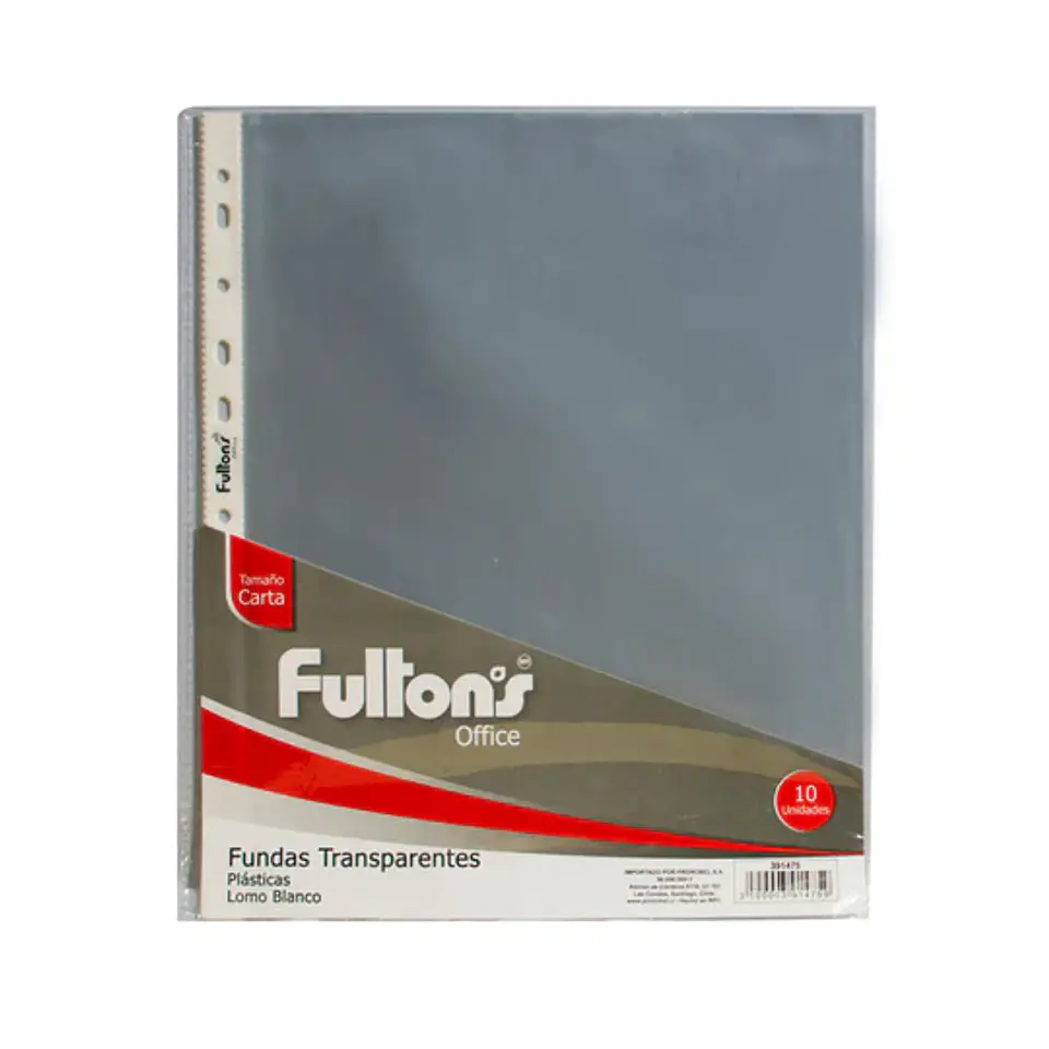 FUNDAS ARCHIVO TRANSPARENTES CARTA RIBETE BLANCO 10 UNIDADES FULTONS 1