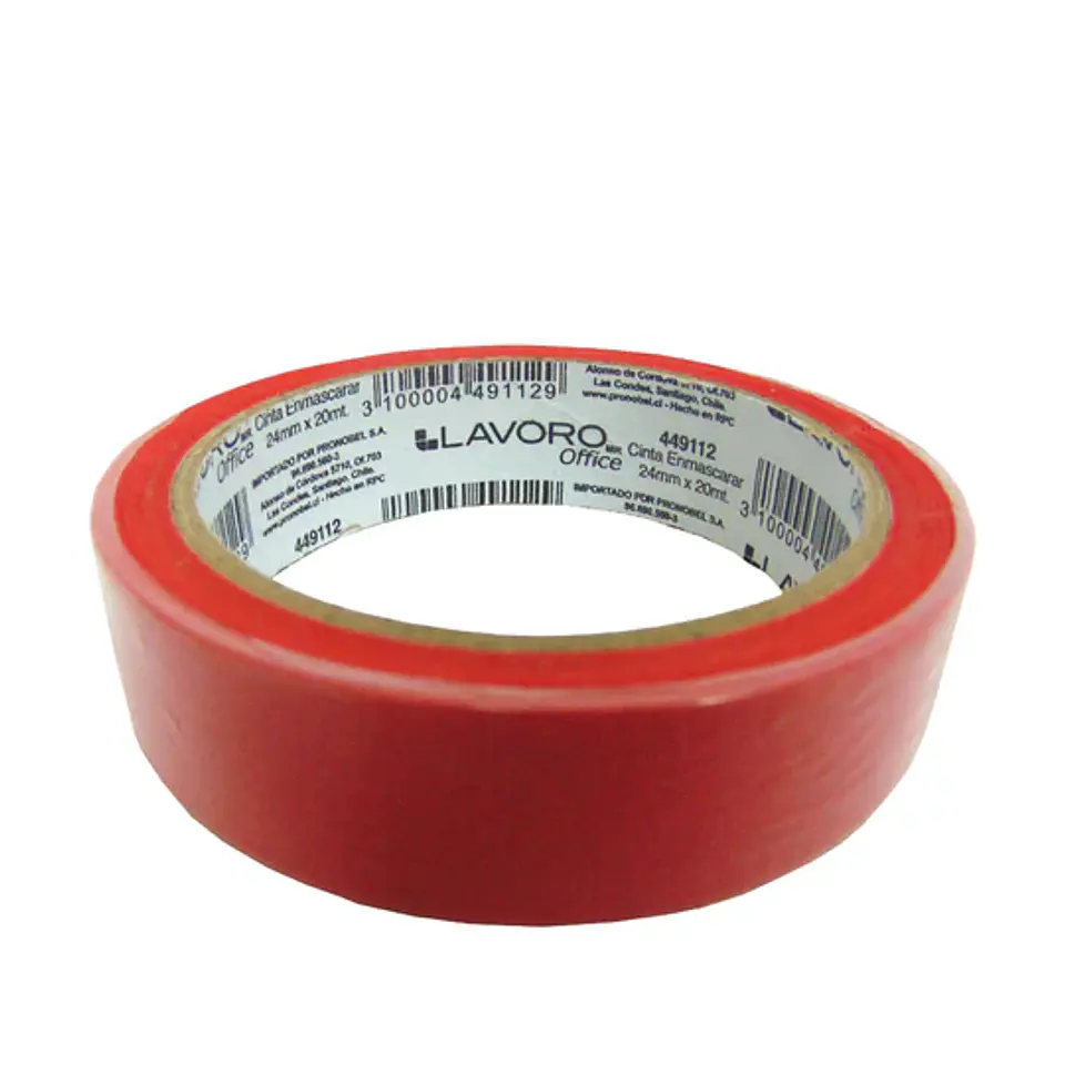CINTA ENMASCARAR 24MMX20MT COLOR ROJO LAVORO 1