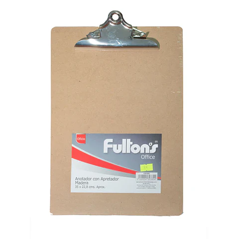 ANOTADOR MADERA CON APRETADOR METALICO OFICIO FULTONS
