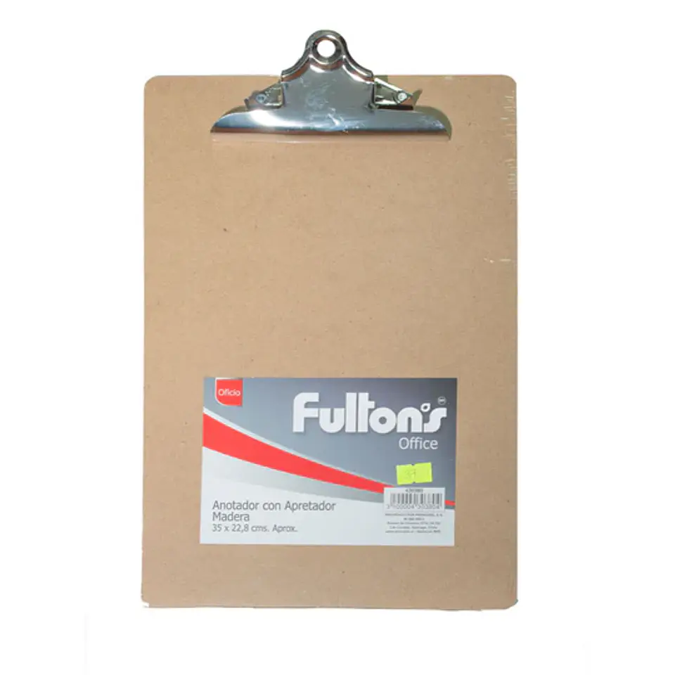 ANOTADOR MADERA CON APRETADOR METALICO OFICIO FULTONS 1