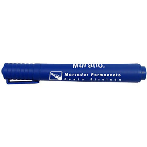 MARCADOR PERMANENTE DESECHABLE PUNTA BISELADA AZUL MURANO