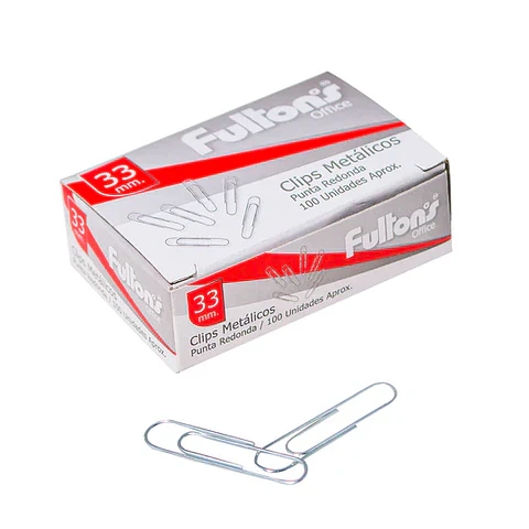 Clip N1 cromado redondo 33mm metalico 200 unidades FULTONS