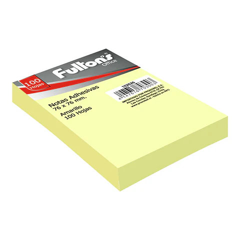 Nota adhesiva 76X76mm 100 hojas amarillo 1 unidad FULTONS