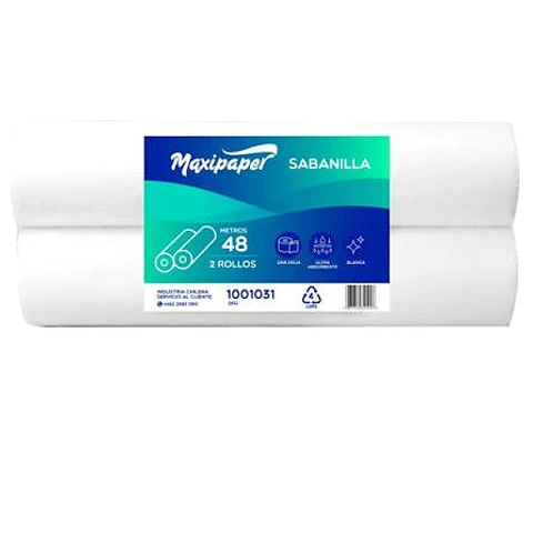 Sabanilla de papel MAXIPAPER para camilla 2X48 metros