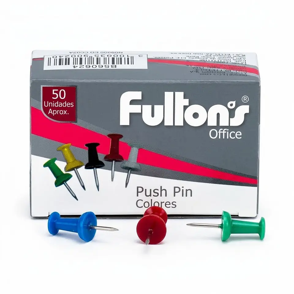Chinches push pin colores surtidos 5o unidades FULTONS 1