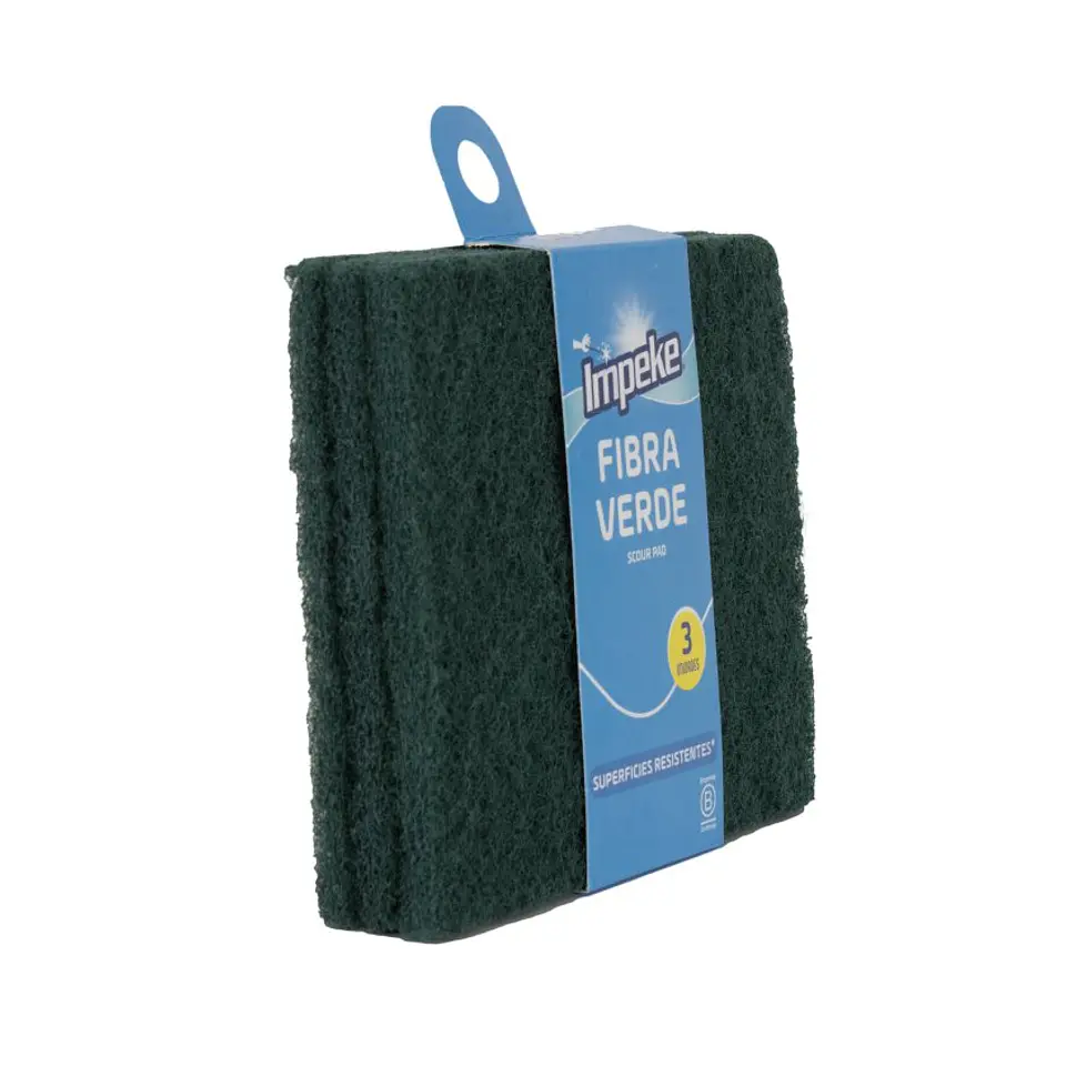 Esponja Fibra abrasiva verde 3 unidades IMPEKE 1