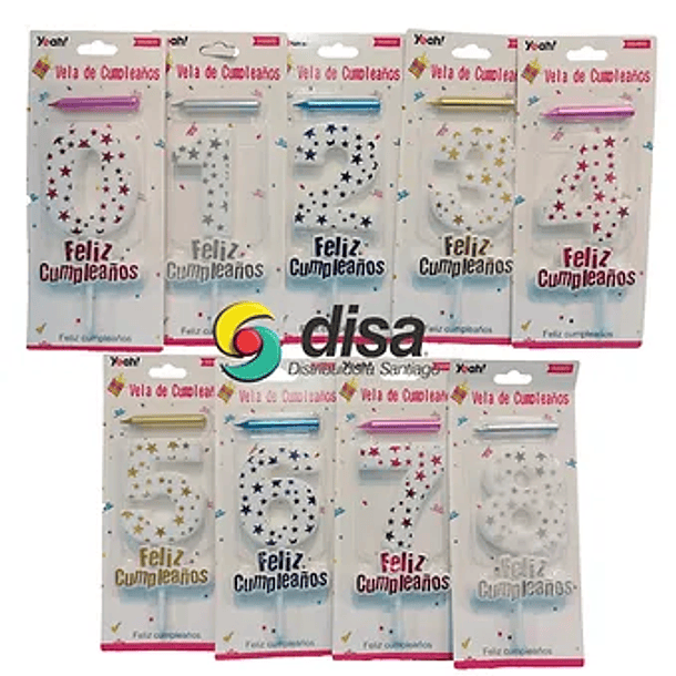 VELA NUMEROS CUMPLEAÑOS METALIZADA