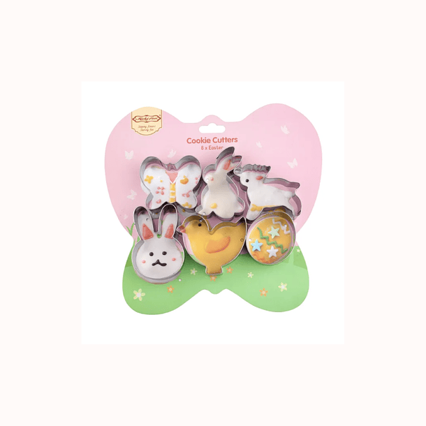 SET DE 6 CORTADORES CONEJO PASCUA - MARIPOSA - POLLITO - HUEVO