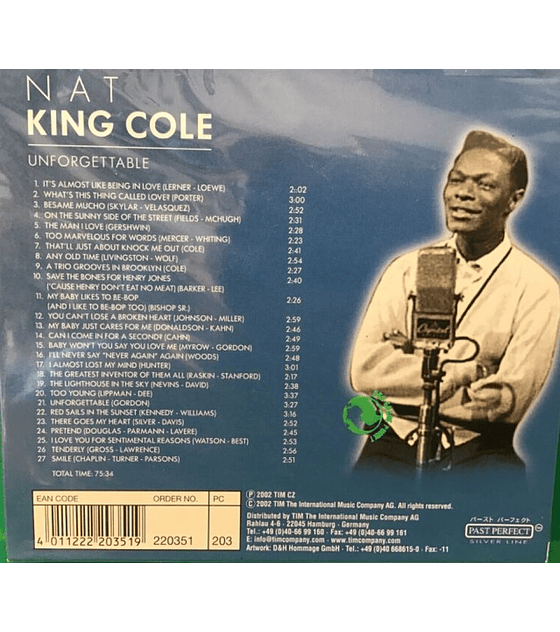 NAT KING COLE ---- UNFORGETTABLE ---- CD
