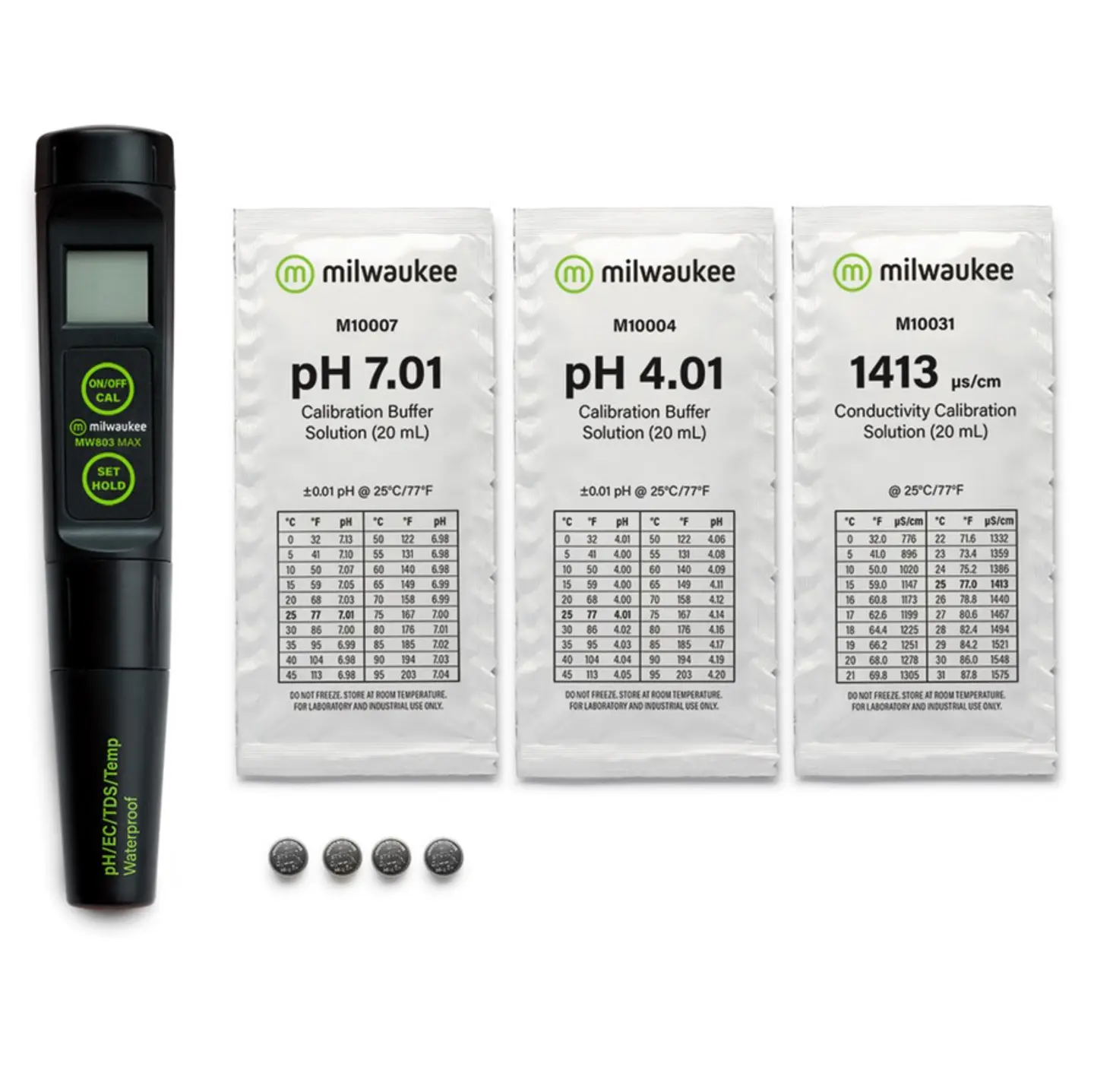 Milwaukee MW803 MAX Waterproof Low Range 4-in-1 pH / EC / TDS/Temp Tester with Replaceable Probe 5