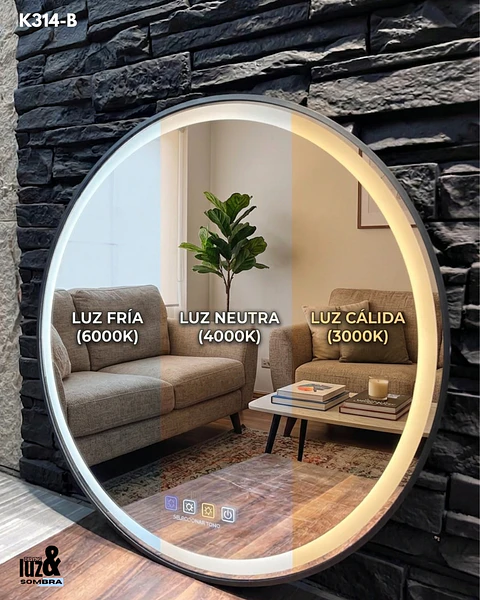 ESPEJO LED 80*80 REDONDO NEGRO