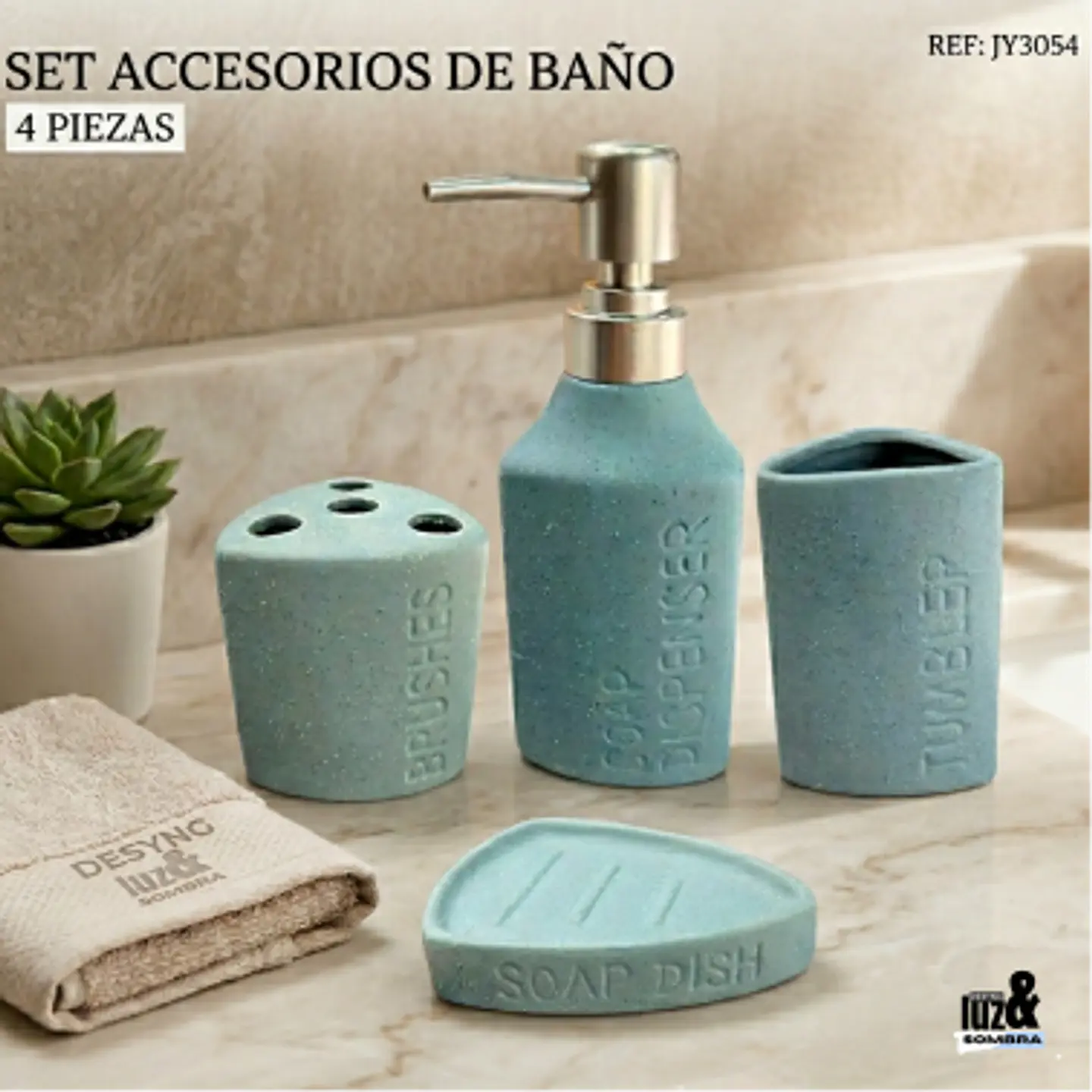Set de Accesorios de Baño 4 Piezas Color Turquesa 1