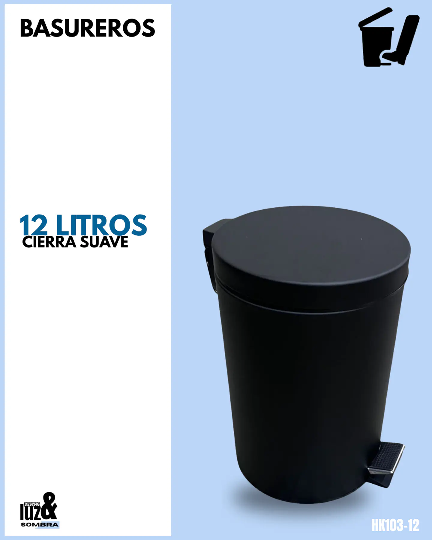 Basureros de 7 litros negro mate 1