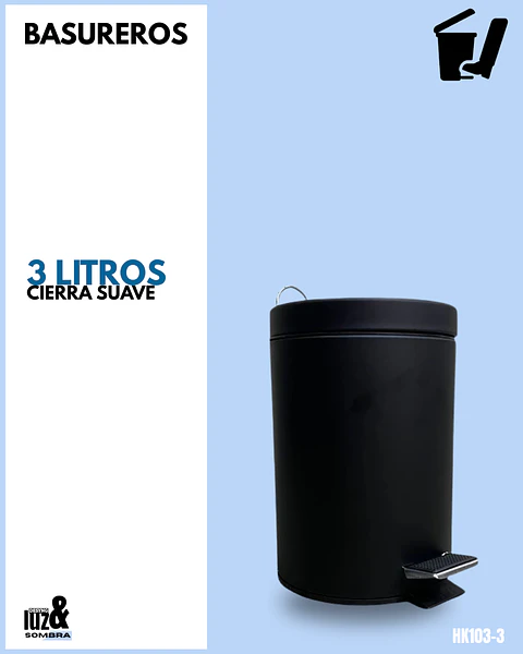 Basureros de 3 litros negro mate