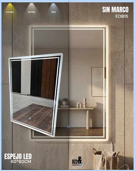 Espejo LED 60x80 cm Sin Marco