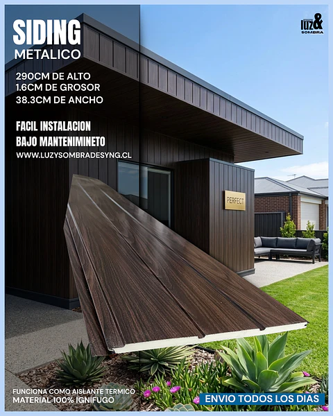 Siding Metálico  38,3 x 1,6 x 290 cm Cafe oscuro (beta)