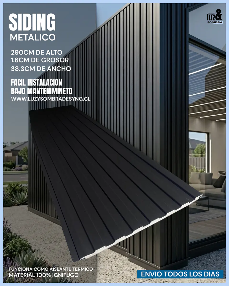 Siding Metálico Aislante Térmico Negro ranuro 1