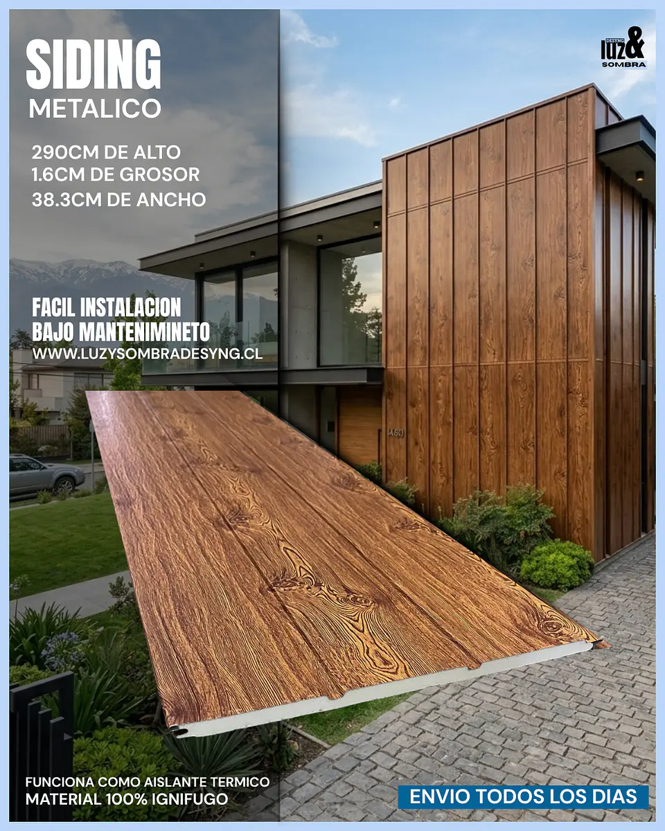 Siding Metálico  38,3 x 1,6 x 290 cm Cafe claro (te 1