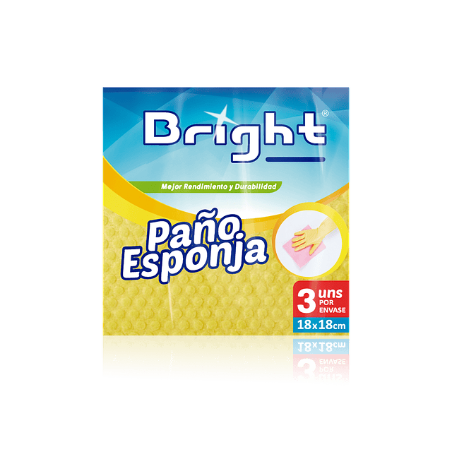 Paño Esponja Bright  3 unds 18x18xm
