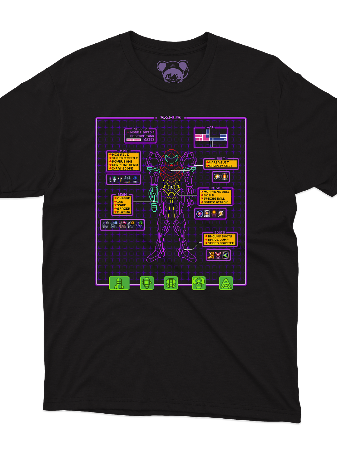 Super Metroid Hud (Polera Regular Fit) 1