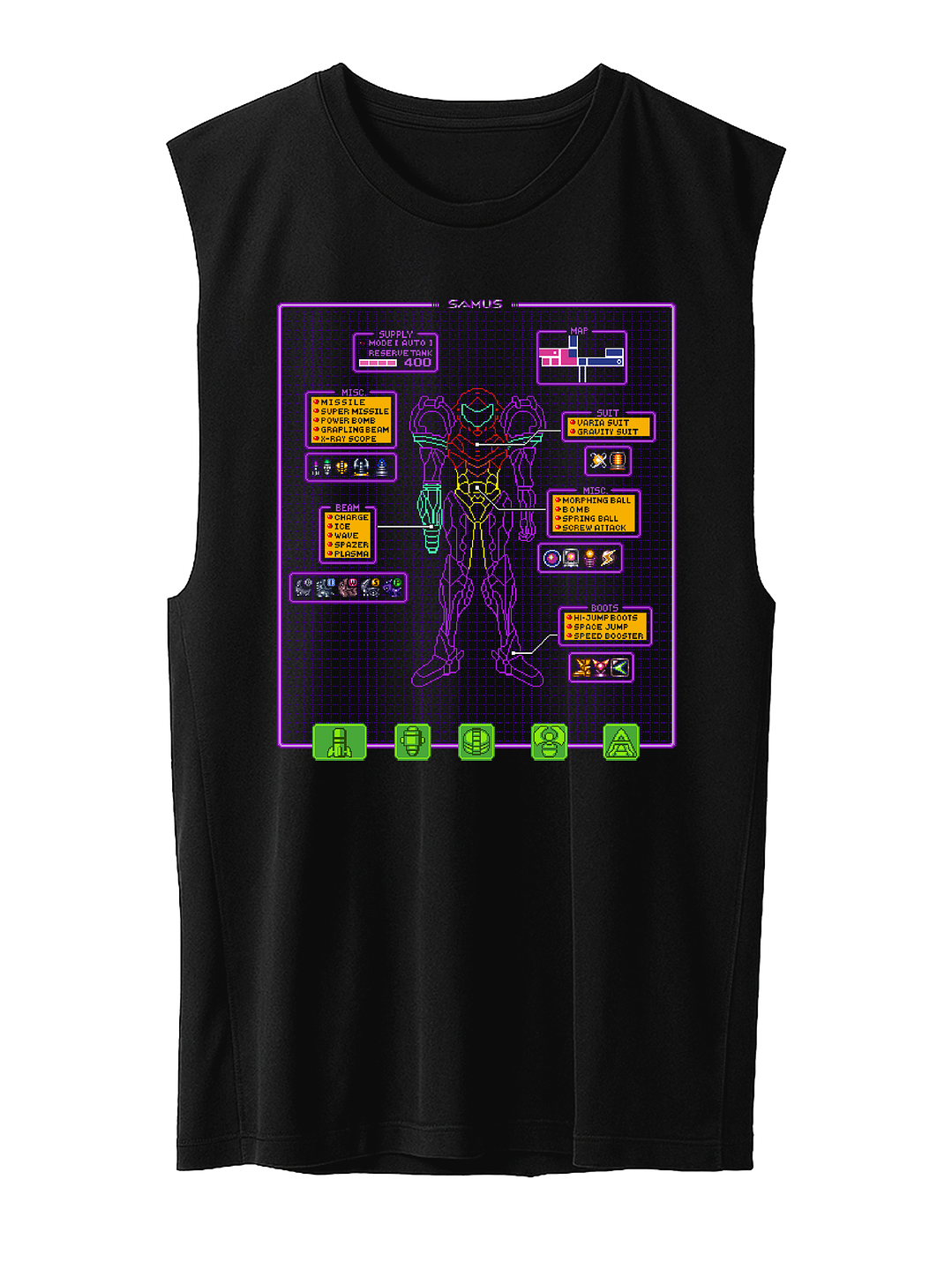 Super Metroid Hud (Polera Sin Mangas) 1