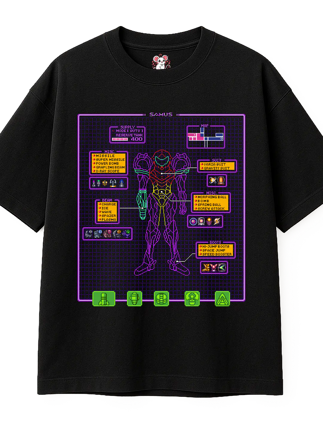 Super Metroid Hud XL (Polera Oversize) 1